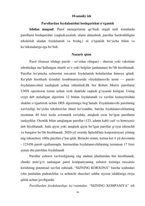 Parollardan foydalanishni boshqarishni o‘rganish