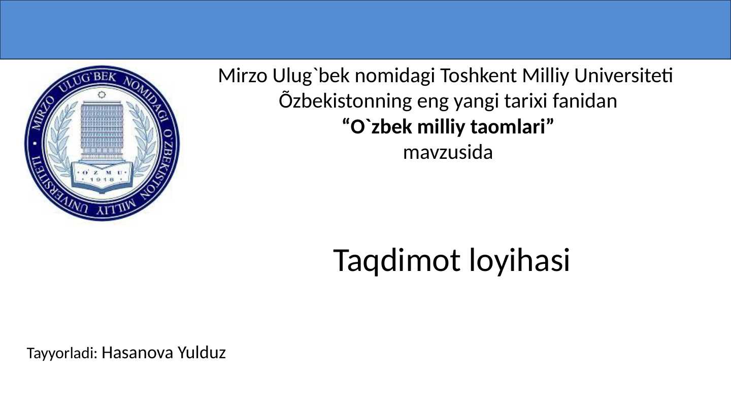 O`zbek milliy taomlari