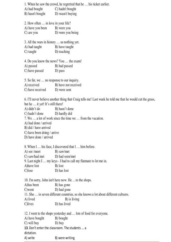 Ingliz tilidan namunaviy test