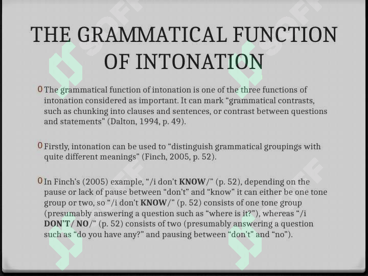 INTONATION AND ITS FUNCTIONS