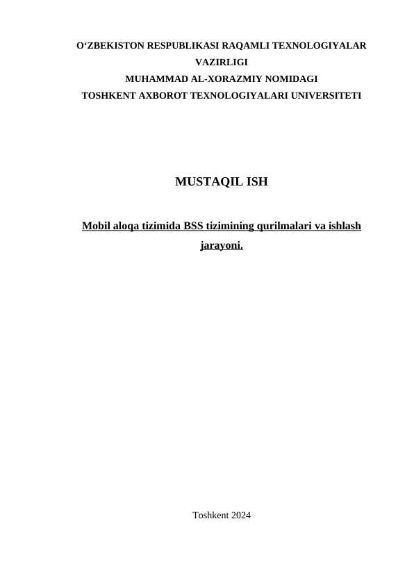 Mobil aloqa tizimida BSS tizimining qurilmalari va ishlash jarayoni