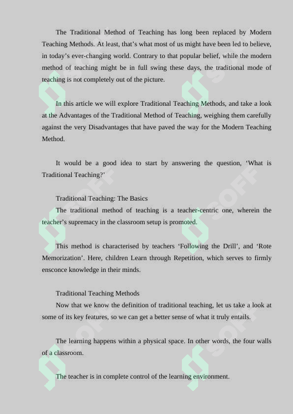 Old teaching methods