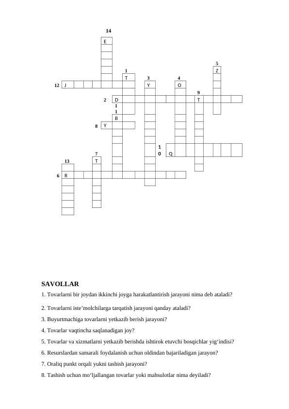Logistika krasvord