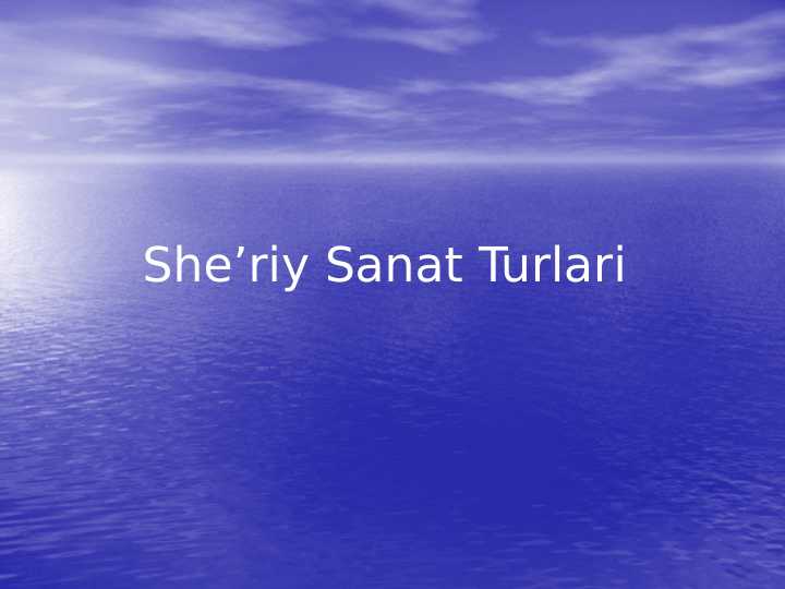 Sheʼriy Sanat Turlari