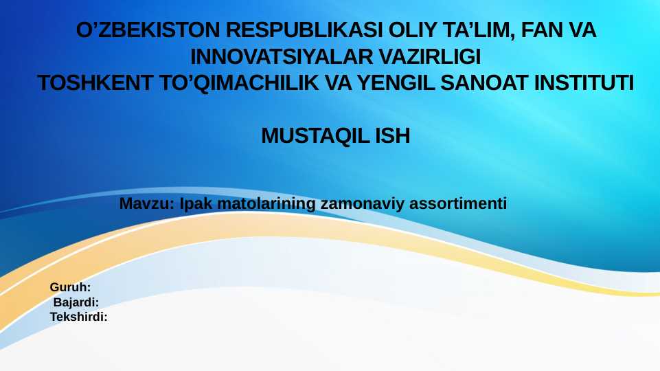 Ipak matolarining zamonaviy assortimenti
