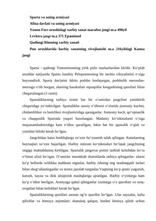 Sparta va uning armiyasi