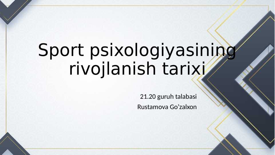 Sport psixologiyasining rivojlanish tarixi
