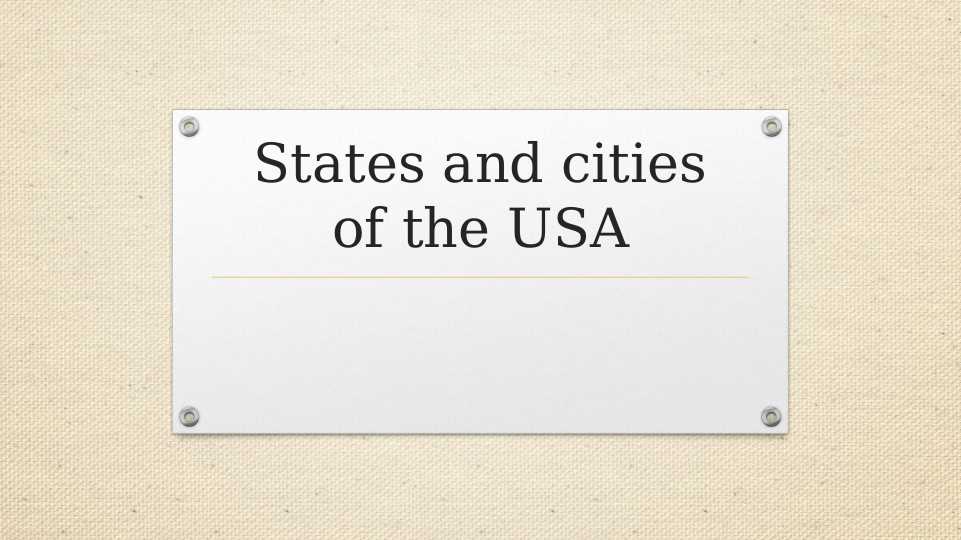 States and cities of the USA