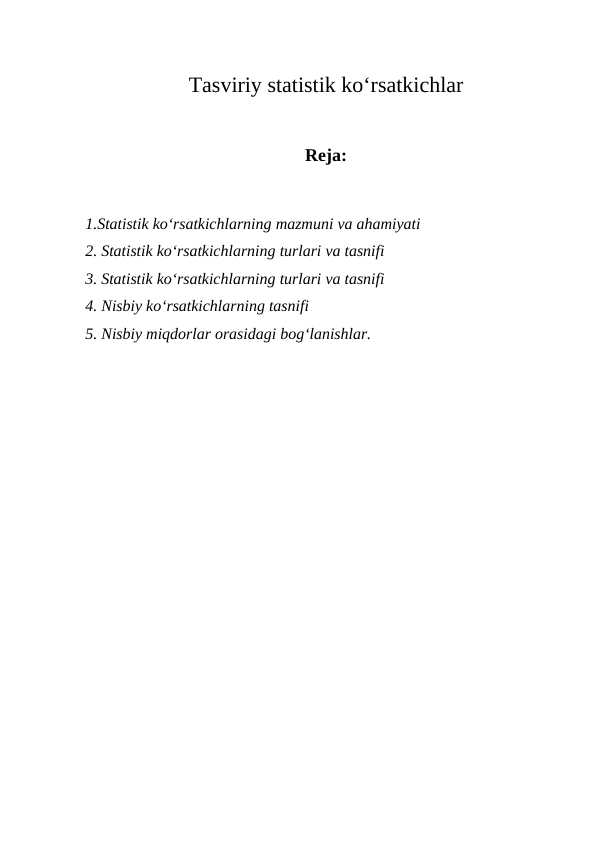 statistik ko‘rsatkichlar