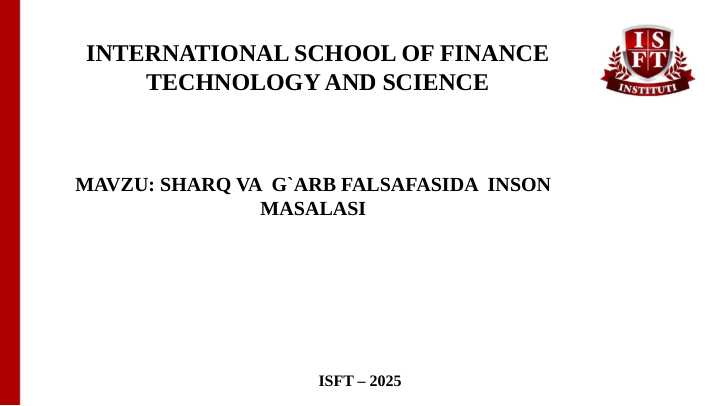 SHARQ VA  G`ARB FALSAFASIDA  INSON MASALASI