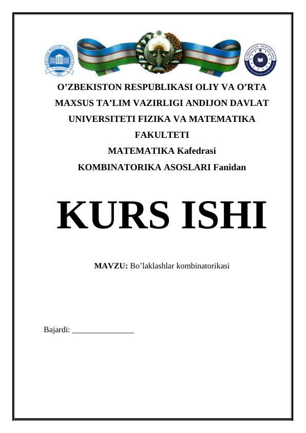 Bo’laklashlar kombinatorikasi