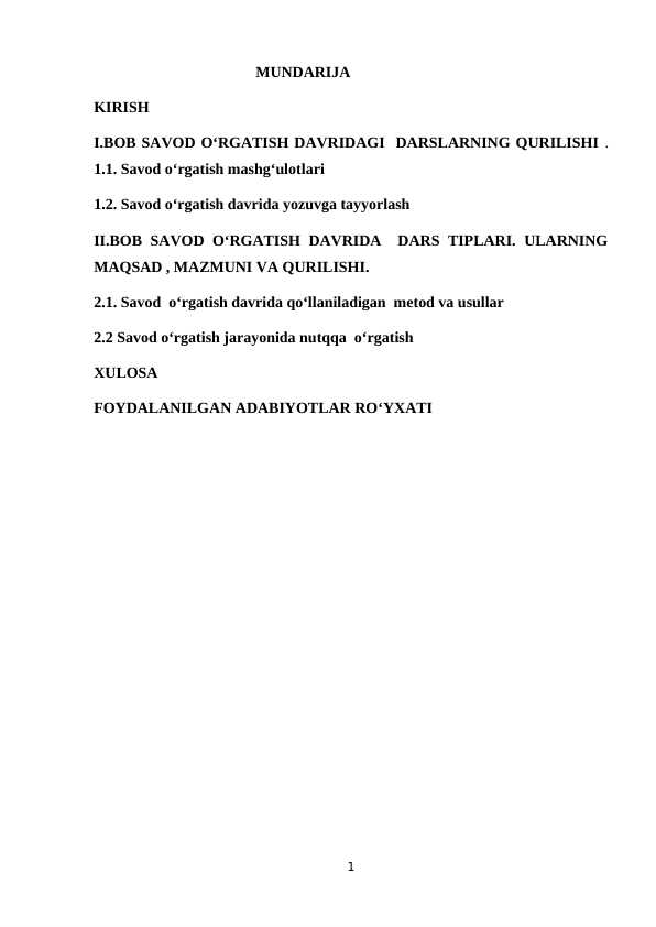 Savod oʻrgatish davrida dars tiplari