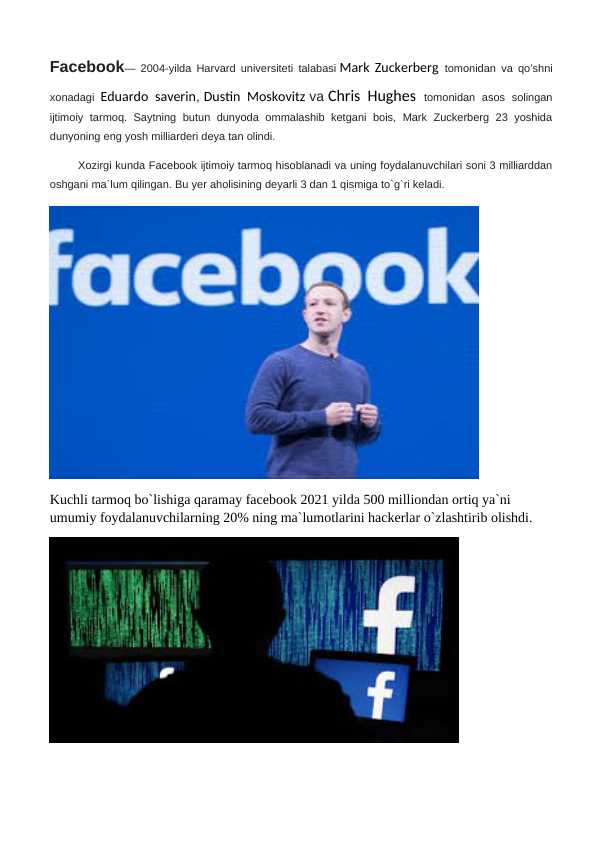 Facebookda xavfsizlikni ta`minlash