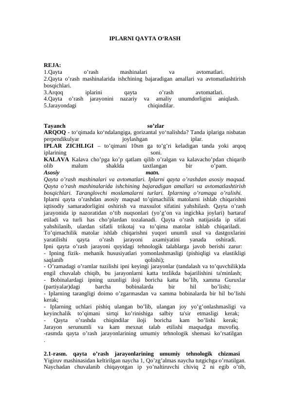 IPLARNI QAYTA O‘RASH