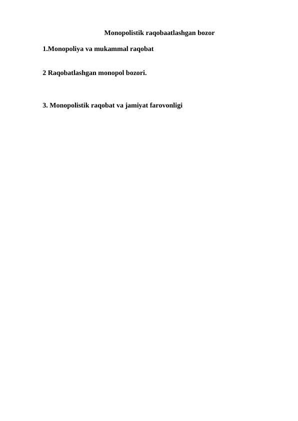 Monopolistik raqobaatlashgan bozor