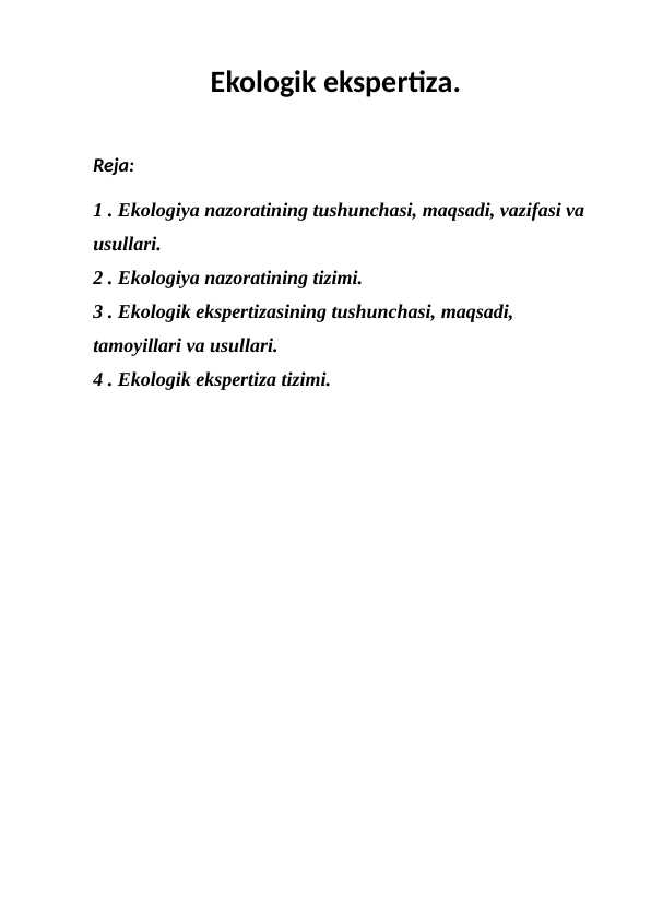 Ekologik ekspertiza.