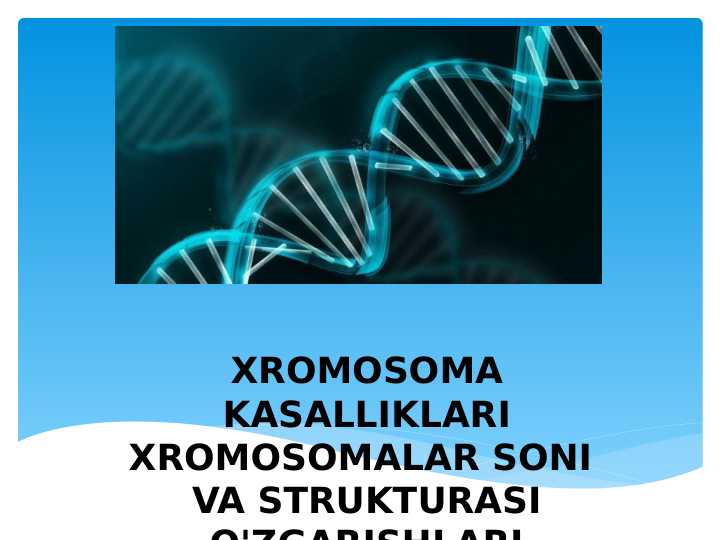 XROMOSOMA KASALLIKLARI XROMOSOMALAR SONI  VA STRUKTURASI O'ZGARISHLARI