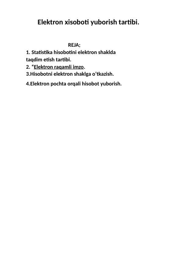 Elektron xisoboti yuborish tartibi.