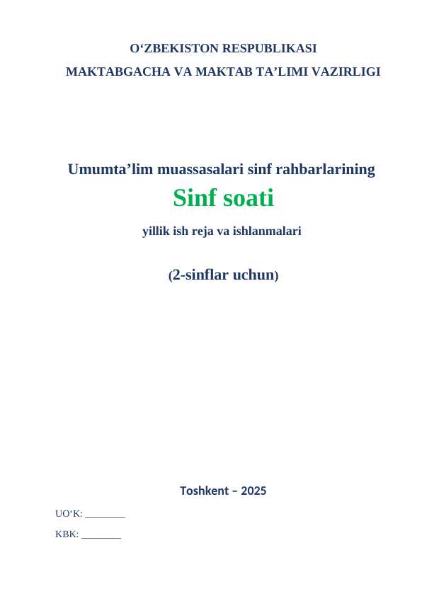 2-sinf soati yangisi