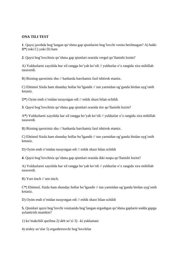 ONA TILI TEST