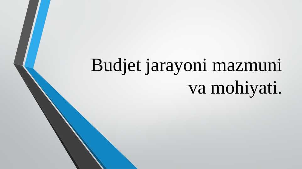 Budjet jarayoni mazmuni va mohiyati.