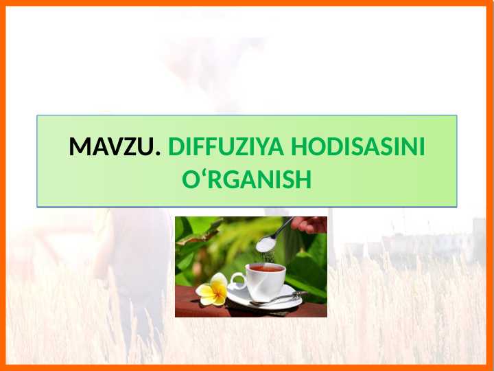 DIFFUZIYA HODISASINI O‘RGANISH Tabiiy fan