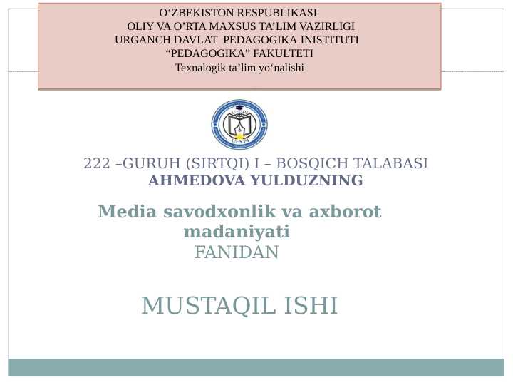 Media savodxonlikning maqsadi mazmun va mohiyati.