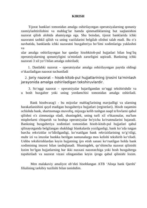 Amaliyot hisoboti Aloqa bank