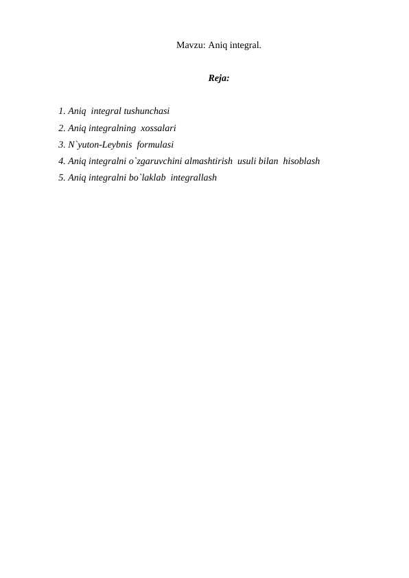 Aniq integral.