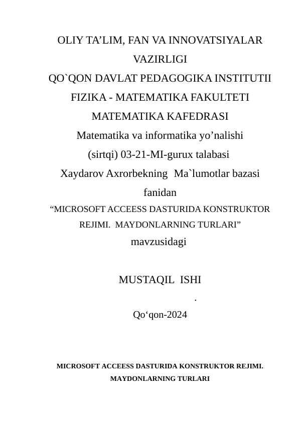 Mustaqil ish