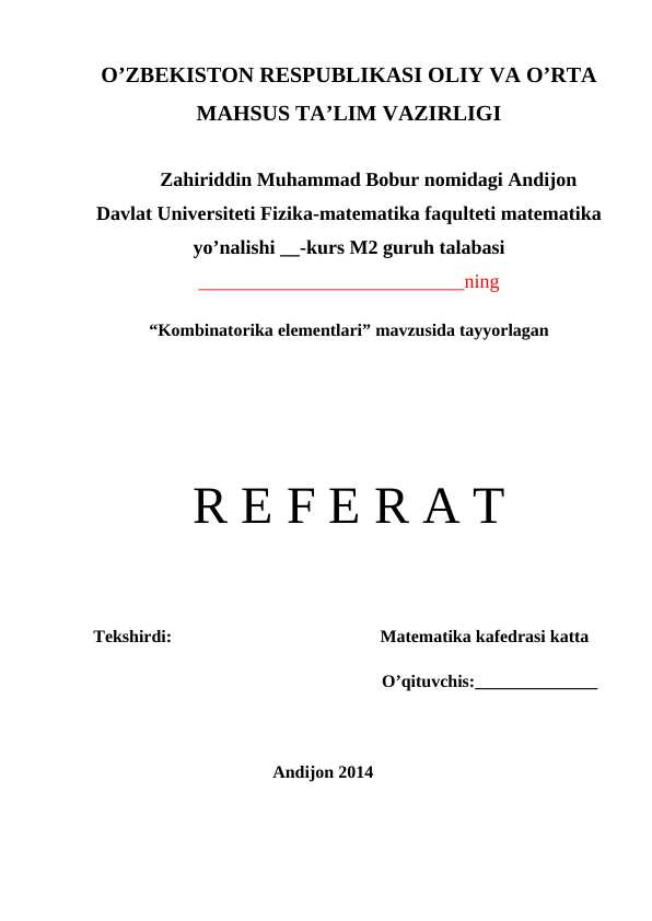 Kombinatorika elementlari