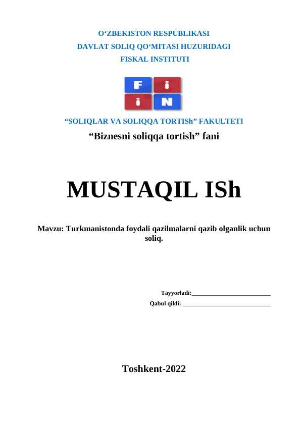 Turkmanistonda foydali qazilmalarni qazib olganlik uchun soliq