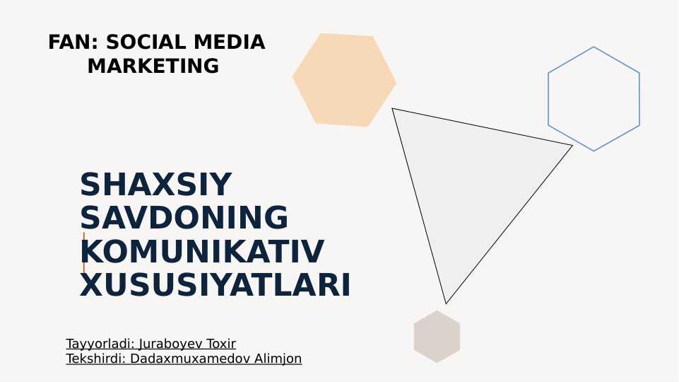 SHAXSIY SAVDONING KOMUNIKATIV XUSUSIYATLARI