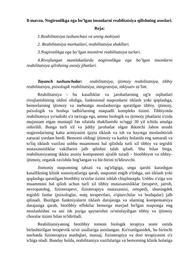 Nogiron insonlarning bandligini ta’minlash borasidagi ijtimoiy ish olib borishning texnologiyalari