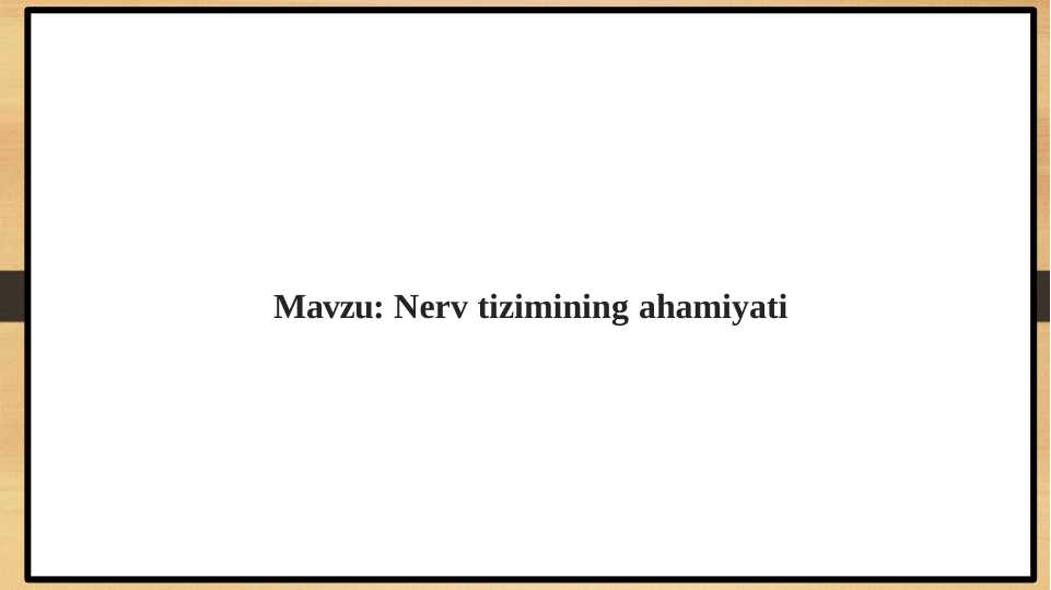 Nerv tizimining ahamiyati