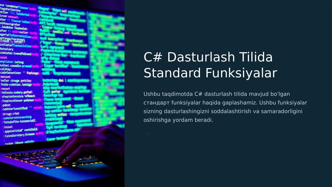 C# Dasturlash Tilida Standard FunksiyalarCC#