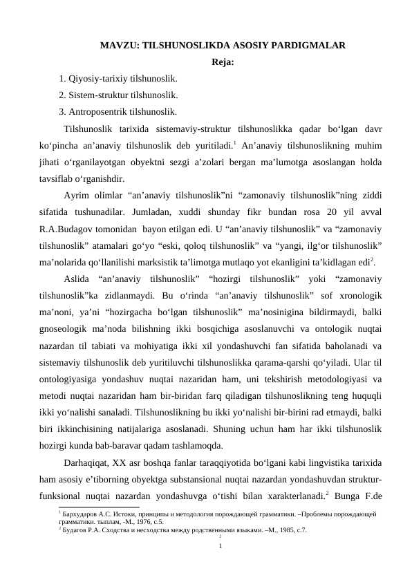 TILSHUNOSLIKDA ASOSIY PARDIGMALAR