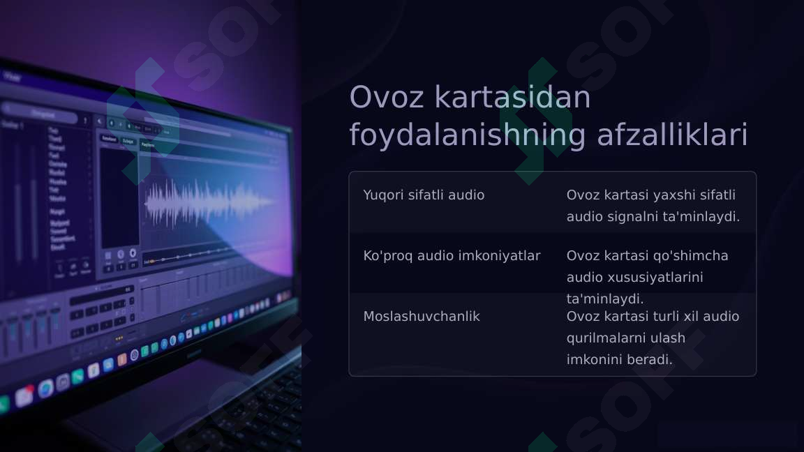 Ovoz kartasini o'rnatish sozlash