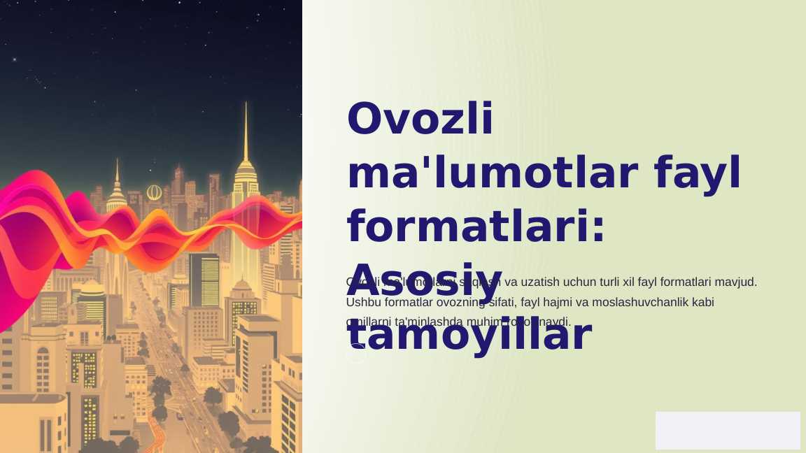Ovozli ma'lumotlar fayl formatlari: Asosiy tamoyillar