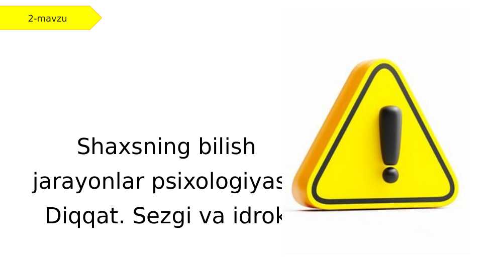 Shaxsning bilish jarayonlar psixologiyasi. Diqqat. Sezgi va idrok