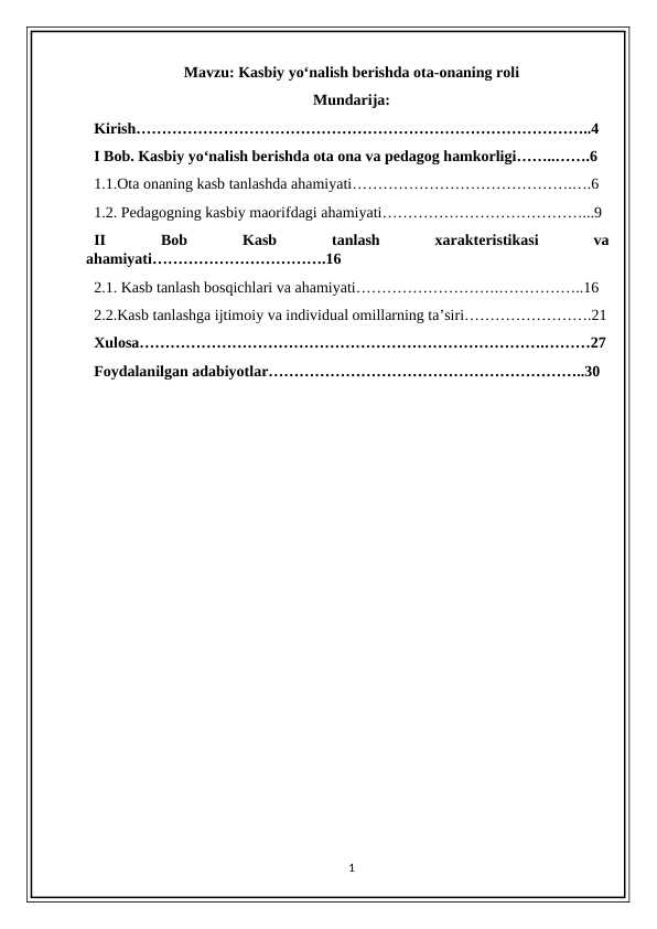 Kasbiy yo‘nalish berishda ota-onaning roli 30.docx kurs ishi.docx