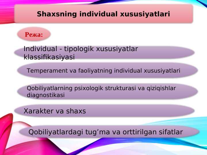 Shaxsning individual xususiyatlari