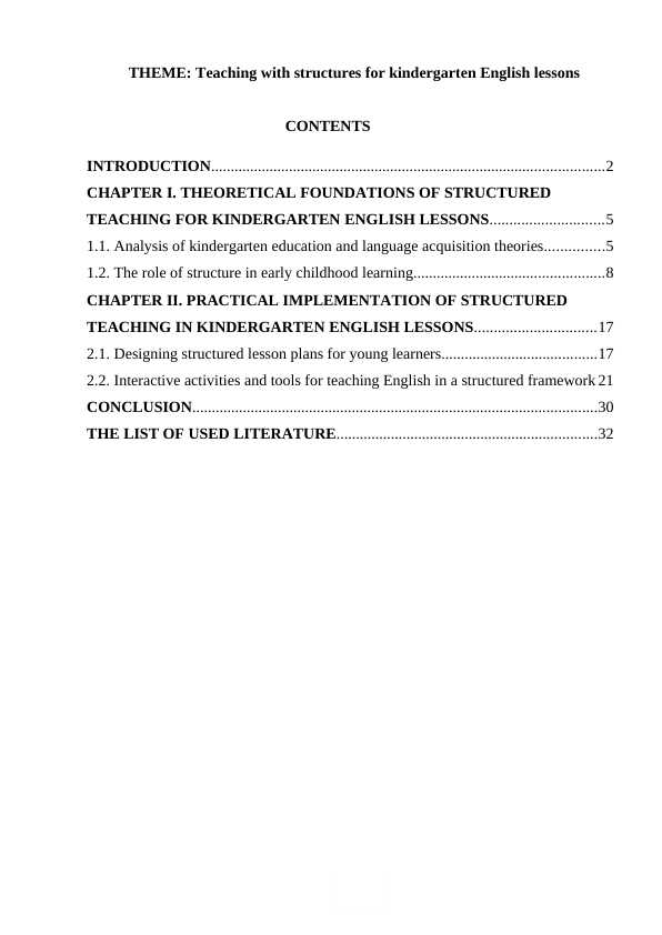 Teaching with structures for kindergarten English lessons