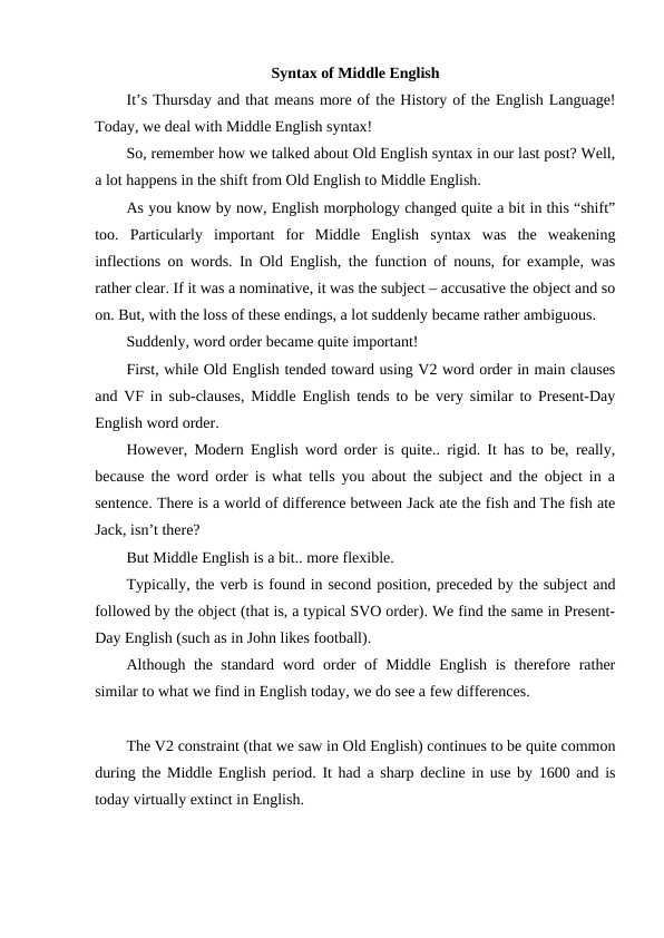 Syntax of Middle English