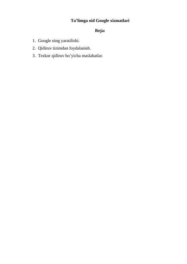Ta’limga oid Google xizmatlari