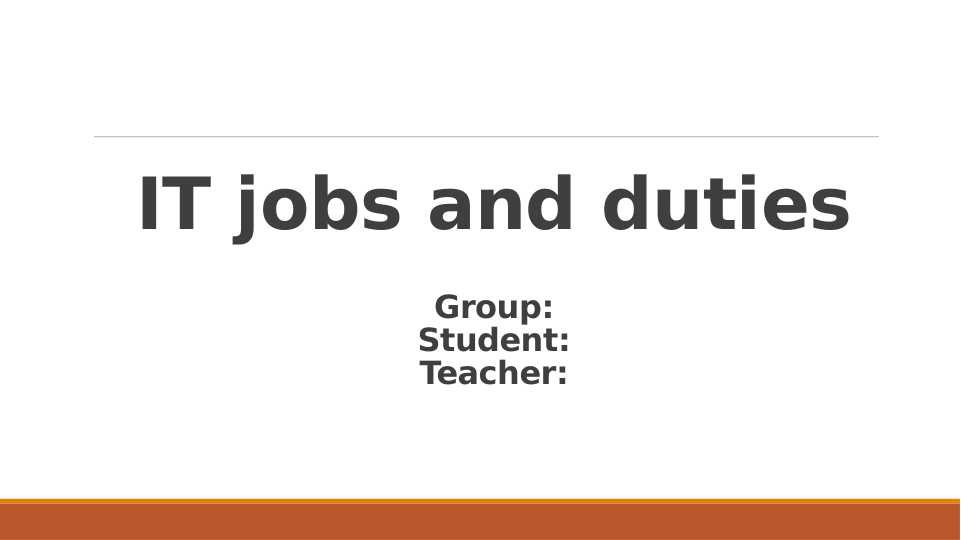 IT jobs and duties