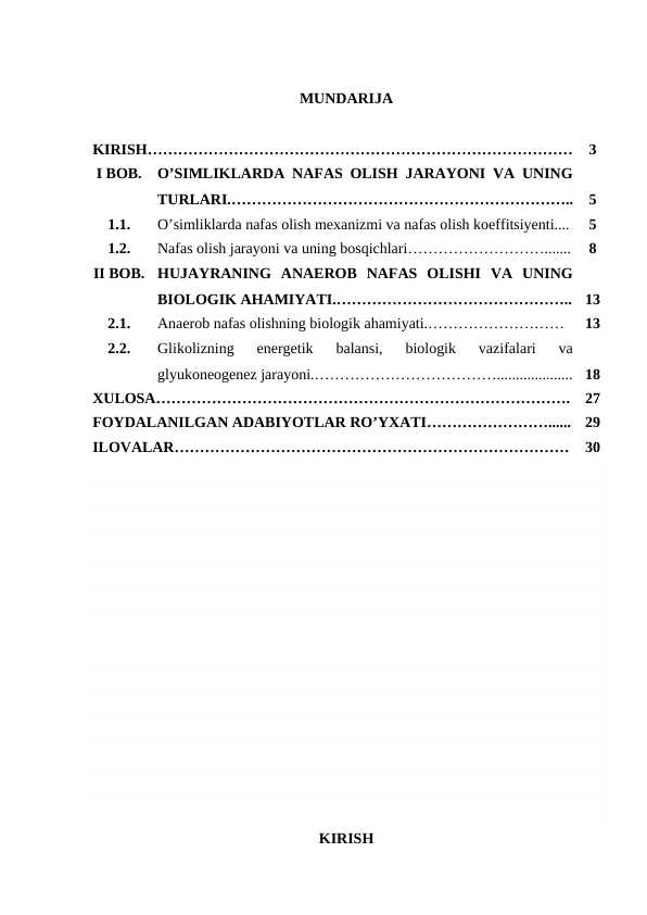 HUJAYRANING ANAEROB NAFAS OLISHI VA UNING BIOLOGIK AHAMIYATI. Glikoliz