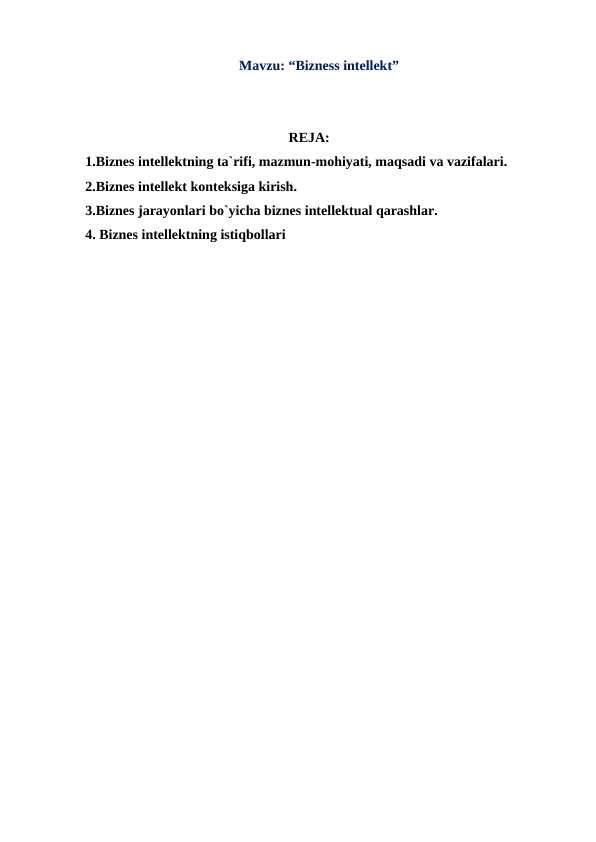 Bizness intellekt