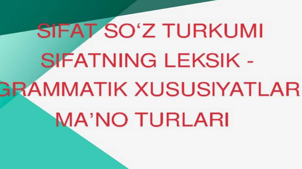 Sifat so‘z turkumi