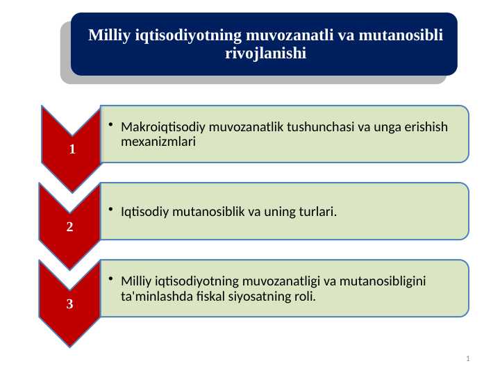 Milliy iqtisodiyotning muvozanatli va mutanosibli rivojlanishi